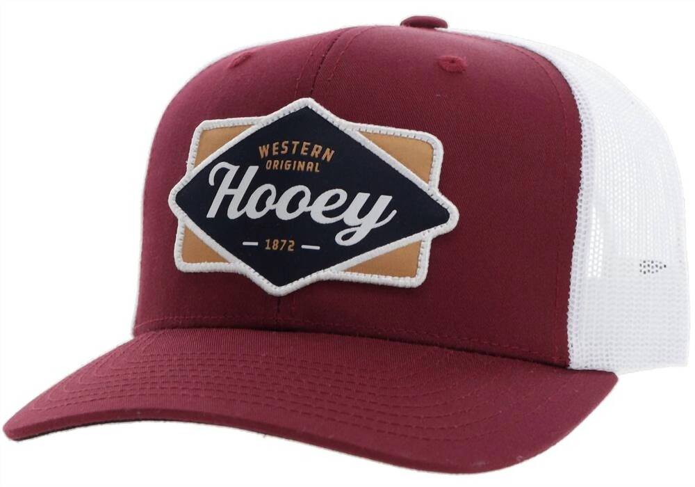 NEW HOOEY diamond 6-panel mid patch cap in red/white